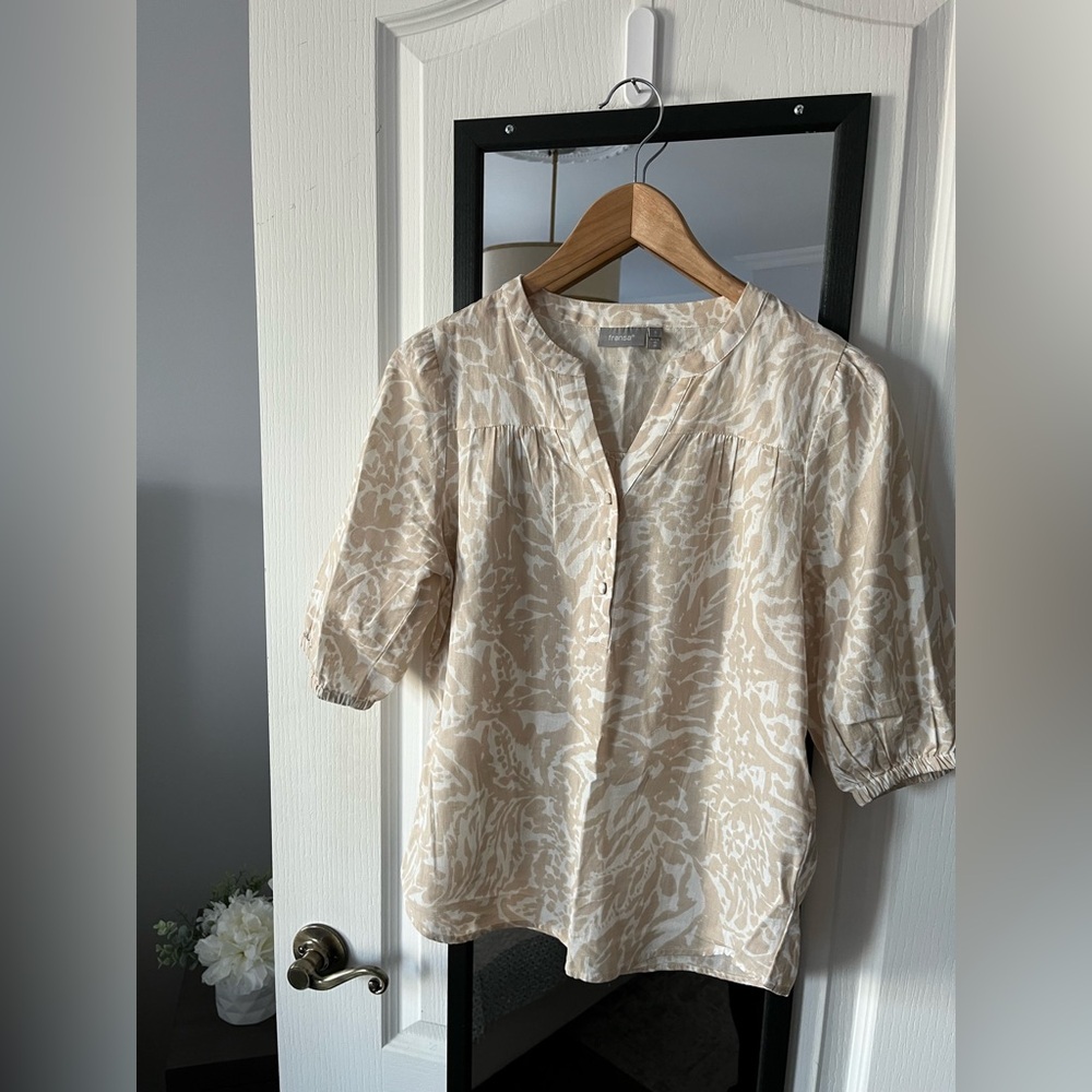 FRANSA beige and white top